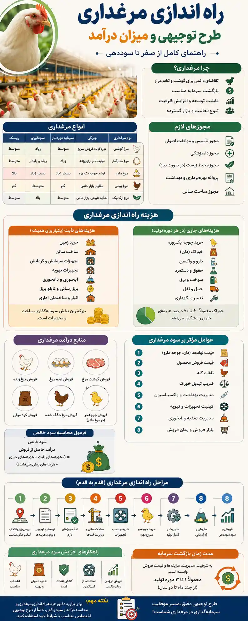 اینفوگرافیک راه اندازی مرغداری