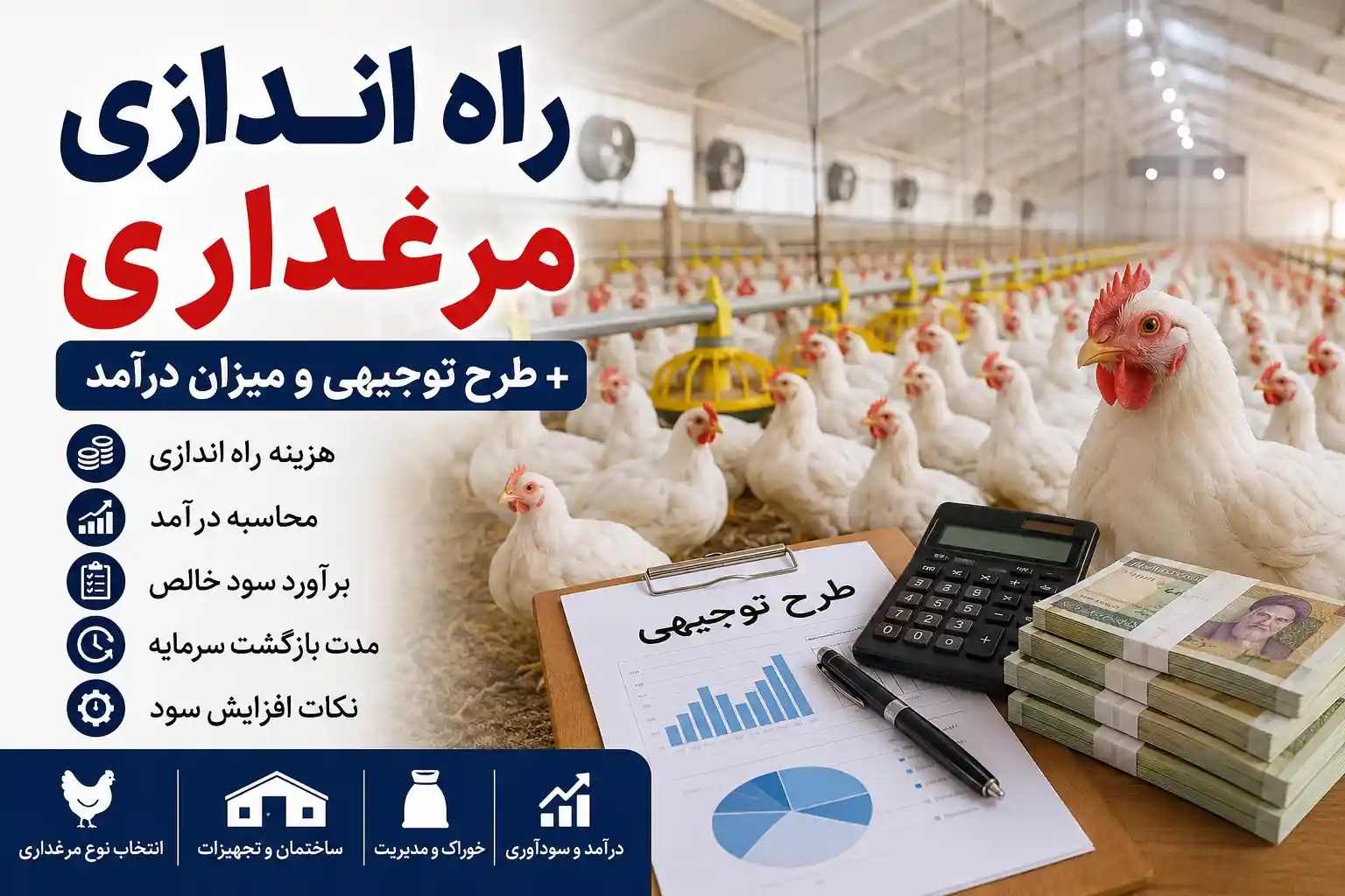 راه اندازی مرغداری؛ محاسبه هزینه، درآمد و سود با طرح توجیهی